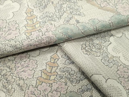 平和屋着物●本場大島紬　白大島　総絣　風景文　正絹　逸品　CABG4438gh
