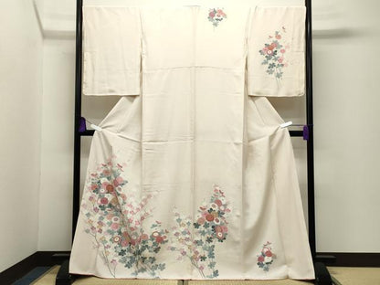 平和屋着物●訪問着　友禅　枝梅花文　ロング丈　正絹　逸品　CABG4439gh