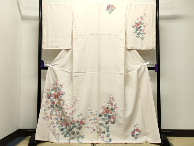 平和屋着物●訪問着　友禅　枝梅花文　ロング丈　正絹　逸品　CABG4439gh