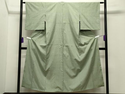 平和屋着物●結城紬　霞文　柳色　正絹　逸品　CABG4441gh