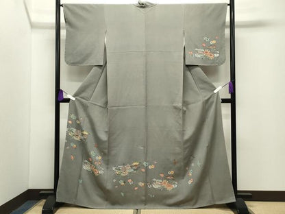 平和屋着物●訪問着　型染め　花鳥文　正絹　逸品　CABG4443gh