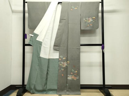 平和屋着物●訪問着　型染め　花鳥文　正絹　逸品　CABG4443gh