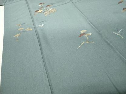 平和屋着物●訪問着　作家物　総刺繍　竹屋町刺繍　風景松笹文　金糸　正絹　逸品　CABG4444gh