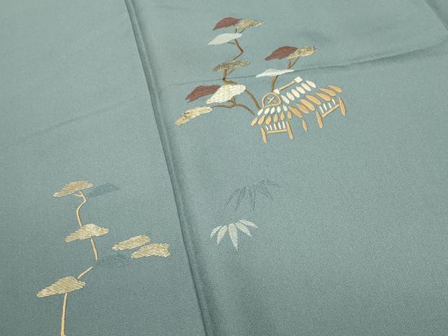平和屋着物●訪問着　作家物　総刺繍　竹屋町刺繍　風景松笹文　金糸　正絹　逸品　CABG4444gh