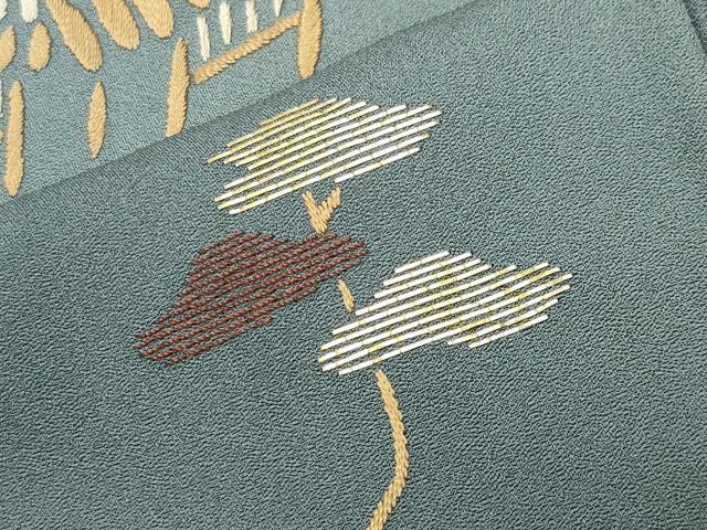 平和屋着物●訪問着　作家物　総刺繍　竹屋町刺繍　風景松笹文　金糸　正絹　逸品　CABG4444gh