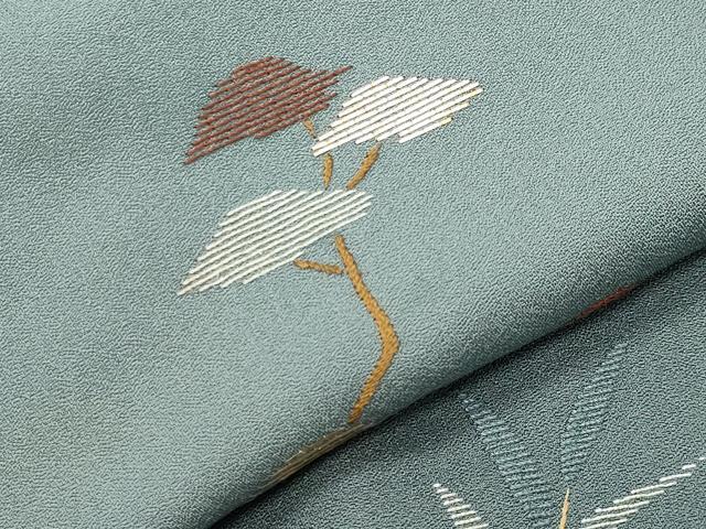 平和屋着物●訪問着　作家物　総刺繍　竹屋町刺繍　風景松笹文　金糸　正絹　逸品　CABG4444gh