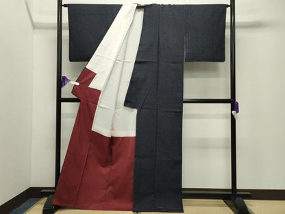 平和屋着物●結城紬　亀甲花蝶文　正絹　逸品　未使用　CABG4445gh