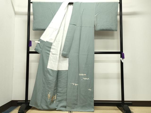 平和屋着物●京加賀糸目友禅作家　山崎巌　色留袖　枝花文　正絹　逸品　CABG4448gh