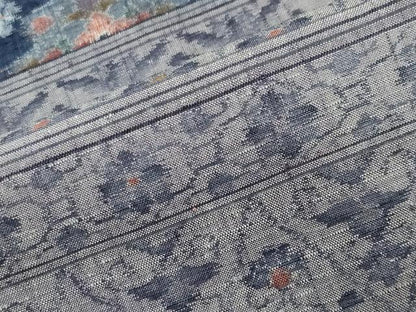 平和屋着物●小千谷紬　横段花唐草文　証紙付き　正絹　逸品　未使用　CABG4451gh