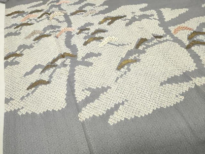 平和屋着物●豪華色留袖　絞り　刺繍　枝松文　金彩　正絹　逸品　CABG4458gh