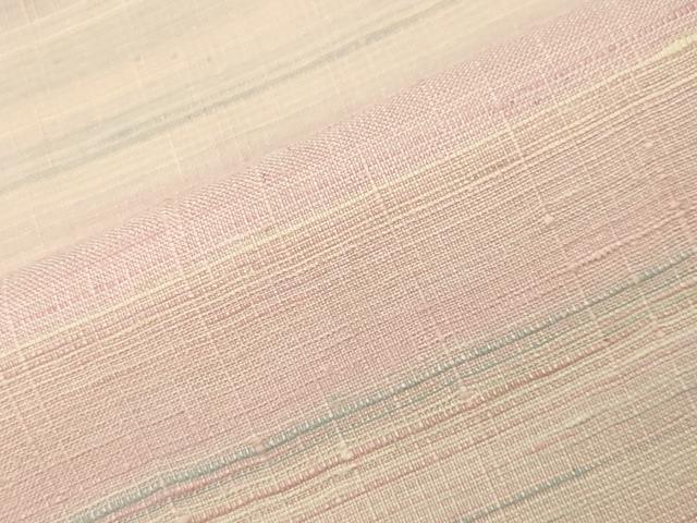 平和屋着物●紅花紬　米沢　横段文　正絹　逸品　CABG4465gh