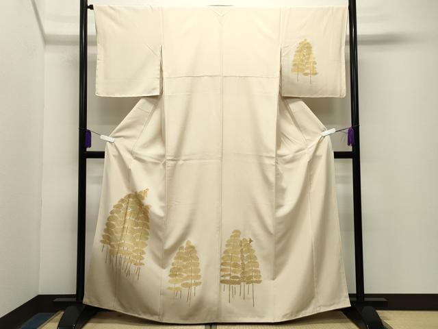 平和屋着物●訪問着　刺繍　飛鳥草木文　暈し染め　金彩　正絹　逸品　CABG4471gh