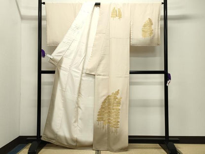平和屋着物●訪問着　刺繍　飛鳥草木文　暈し染め　金彩　正絹　逸品　CABG4471gh