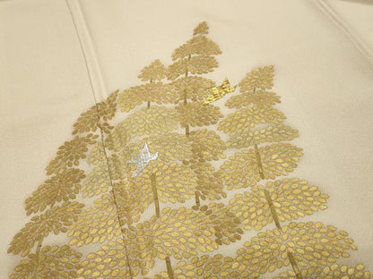 平和屋着物●訪問着　刺繍　飛鳥草木文　暈し染め　金彩　正絹　逸品　CABG4471gh