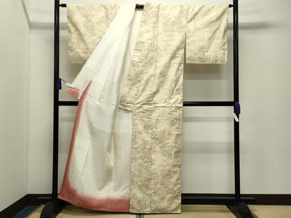 平和屋着物●本場大島紬　白大島　枝花文　正絹　逸品　未使用　CABG4476gh