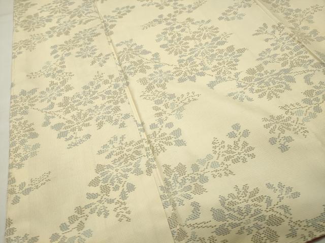 平和屋着物●本場大島紬　白大島　枝花文　正絹　逸品　未使用　CABG4476gh