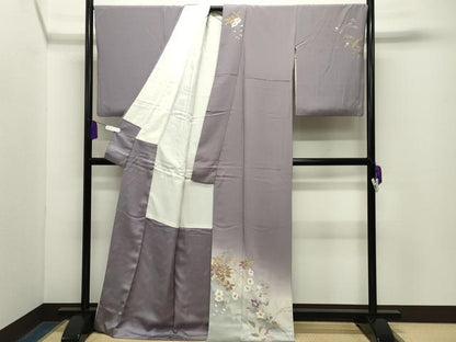 平和屋着物●二代目清次郎　手描き　訪問着　枝花文　暈し染め　ロング丈　正絹　逸品　CABG4478gh