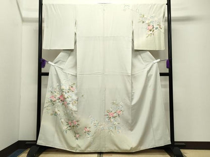 平和屋着物●訪問着　友禅　作家物　枝椿花文　暈し染め　正絹　逸品　CABG4479gh