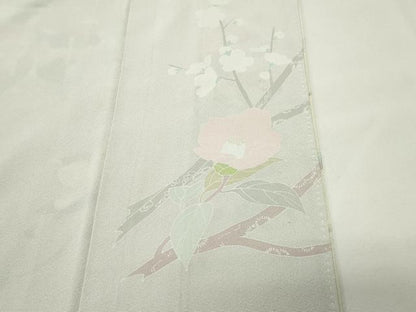 平和屋着物●訪問着　友禅　作家物　枝椿花文　暈し染め　正絹　逸品　CABG4479gh