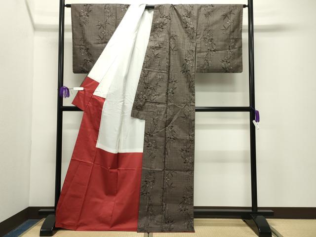 平和屋着物●本場大島紬　7マルキ　草花文　正絹　逸品　CABG4481gh