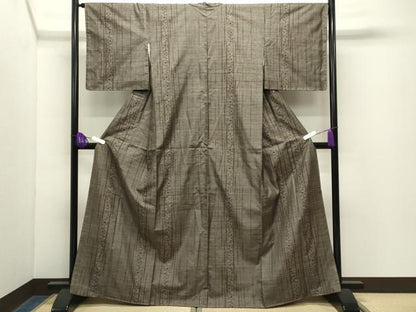 平和屋着物●本場大島紬　9マルキ　花唐草間道　正絹　逸品　未使用　CABG4484gh