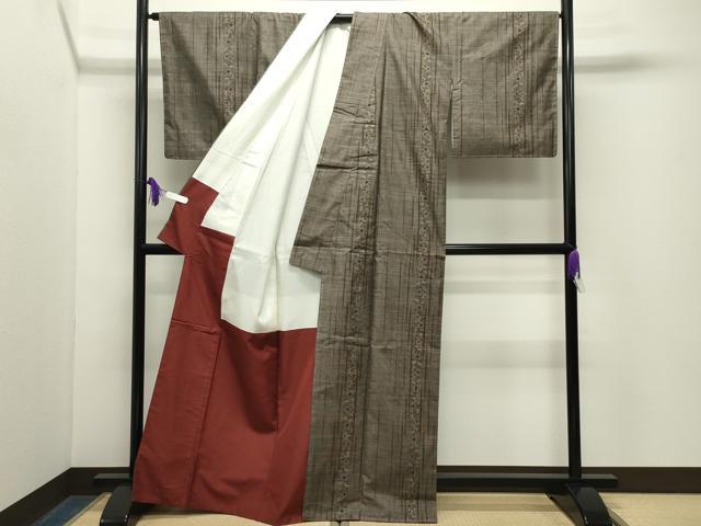 平和屋着物●本場大島紬　9マルキ　花唐草間道　正絹　逸品　未使用　CABG4484gh