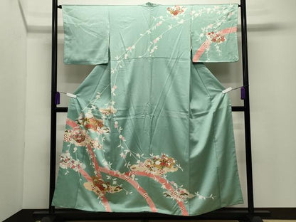 平和屋着物●訪問着　雲重ね地紙花文　金彩　正絹　逸品　CABG4485gh
