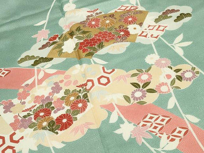 平和屋着物●訪問着　雲重ね地紙花文　金彩　正絹　逸品　CABG4485gh