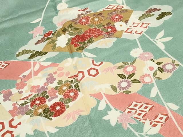 平和屋着物●訪問着　雲重ね地紙花文　金彩　正絹　逸品　CABG4485gh