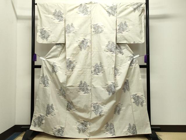 平和屋着物●本場大島紬　白大島　9マルキ　総絣　風景文　正絹　逸品　未使用　CABG4490gh