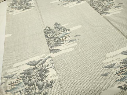 平和屋着物●本場大島紬　白大島　9マルキ　総絣　風景文　正絹　逸品　未使用　CABG4490gh