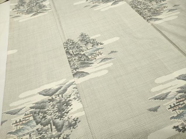 平和屋着物●本場大島紬　白大島　9マルキ　総絣　風景文　正絹　逸品　未使用　CABG4490gh