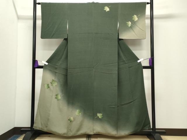 平和屋着物●訪問着　舞葉文　暈し染め　鬼しぼ縮緬　正絹　逸品　CABG4491gh