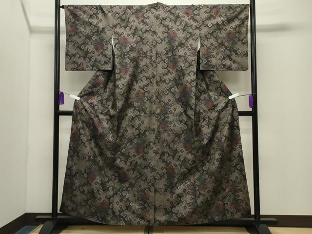 平和屋着物●本場大島紬　9マルキ　花唐草文　正絹　逸品　CABG4492gh