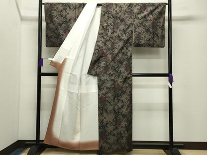 平和屋着物●本場大島紬　9マルキ　花唐草文　正絹　逸品　CABG4492gh