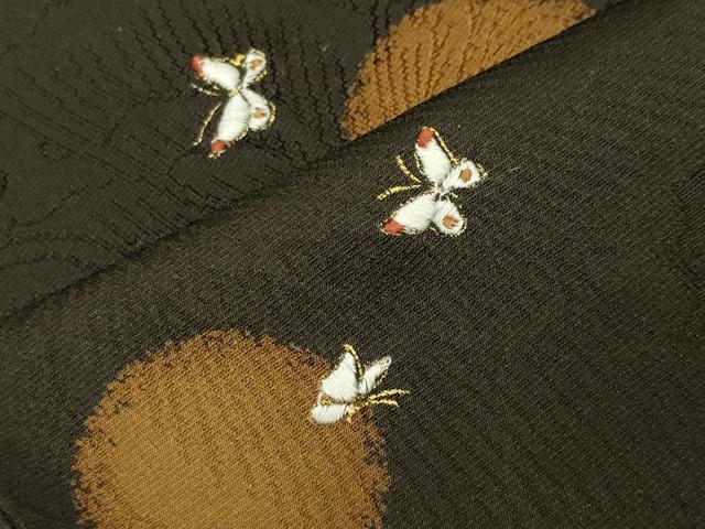 平和屋着物●上質な小紋　刺繍　舞蝶文　金糸　正絹　逸品　CABG4494gh