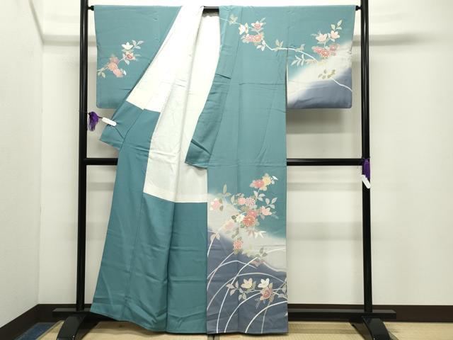 平和屋着物●訪問着　駒刺繍　草花文　暈し染め　金彩　正絹　逸品　CABG4495gh