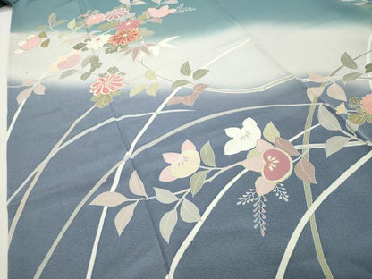 平和屋着物●訪問着　駒刺繍　草花文　暈し染め　金彩　正絹　逸品　CABG4495gh