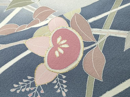 平和屋着物●訪問着　駒刺繍　草花文　暈し染め　金彩　正絹　逸品　CABG4495gh