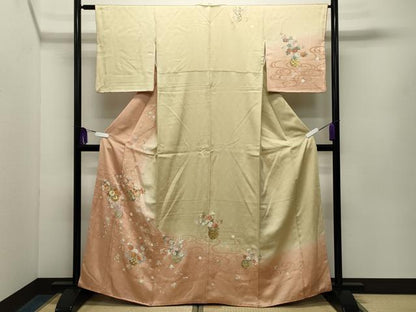 平和屋着物●訪問着　駒刺繍　流水花籠文　暈し染め　金銀彩　鈴乃屋扱い　正絹　逸品　CABG4496gh