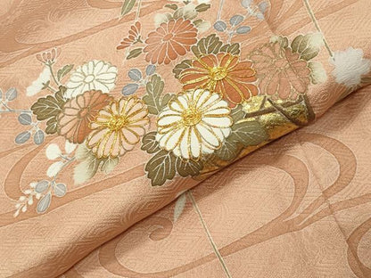 平和屋着物●訪問着　駒刺繍　流水花籠文　暈し染め　金銀彩　鈴乃屋扱い　正絹　逸品　CABG4496gh
