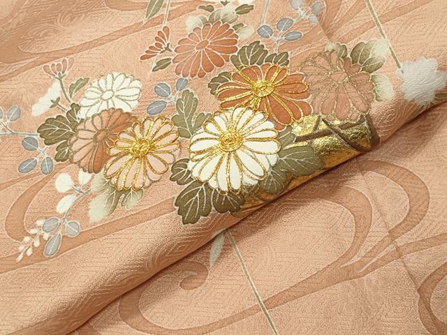 平和屋着物●訪問着　駒刺繍　流水花籠文　暈し染め　金銀彩　鈴乃屋扱い　正絹　逸品　CABG4496gh