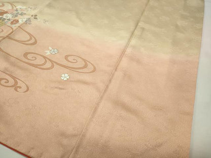 平和屋着物●訪問着　駒刺繍　流水花籠文　暈し染め　金銀彩　鈴乃屋扱い　正絹　逸品　CABG4496gh