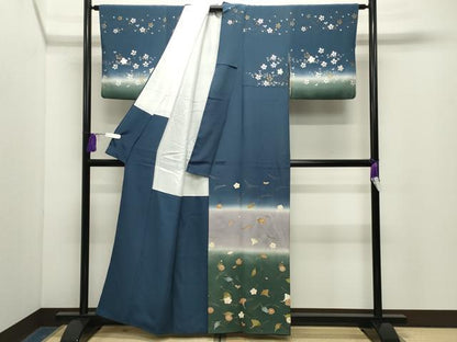 平和屋着物●訪問着　駒刺繍　吹き寄せ文　暈し染め　金銀彩　正絹　逸品　CABG4497gh