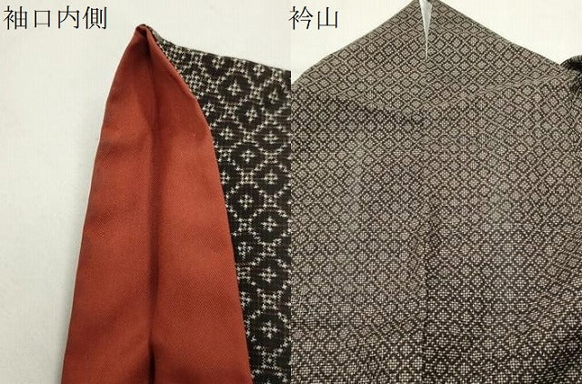 平和屋着物●本場大島紬　7マルキ　南天文　正絹　逸品　CABG4498gh