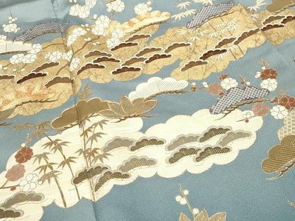 平和屋着物●豪華色留袖　駒刺繍　雲重ね松竹梅文　暈し染め　金彩　正絹　逸品　CABG4499gh