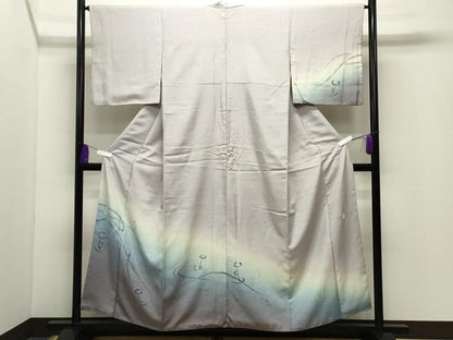 平和屋着物●訪問着　紬地　作家物　草花文　暈し染め　正絹　逸品　CABG4500gh