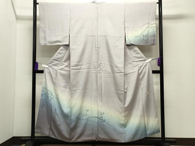 平和屋着物●訪問着　紬地　作家物　草花文　暈し染め　正絹　逸品　CABG4500gh