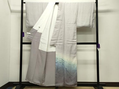 平和屋着物●訪問着　紬地　作家物　草花文　暈し染め　正絹　逸品　CABG4500gh