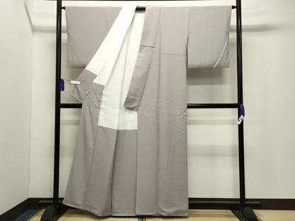 平和屋着物●上質な色無地　枯野色　正絹　逸品　CABG4502gh